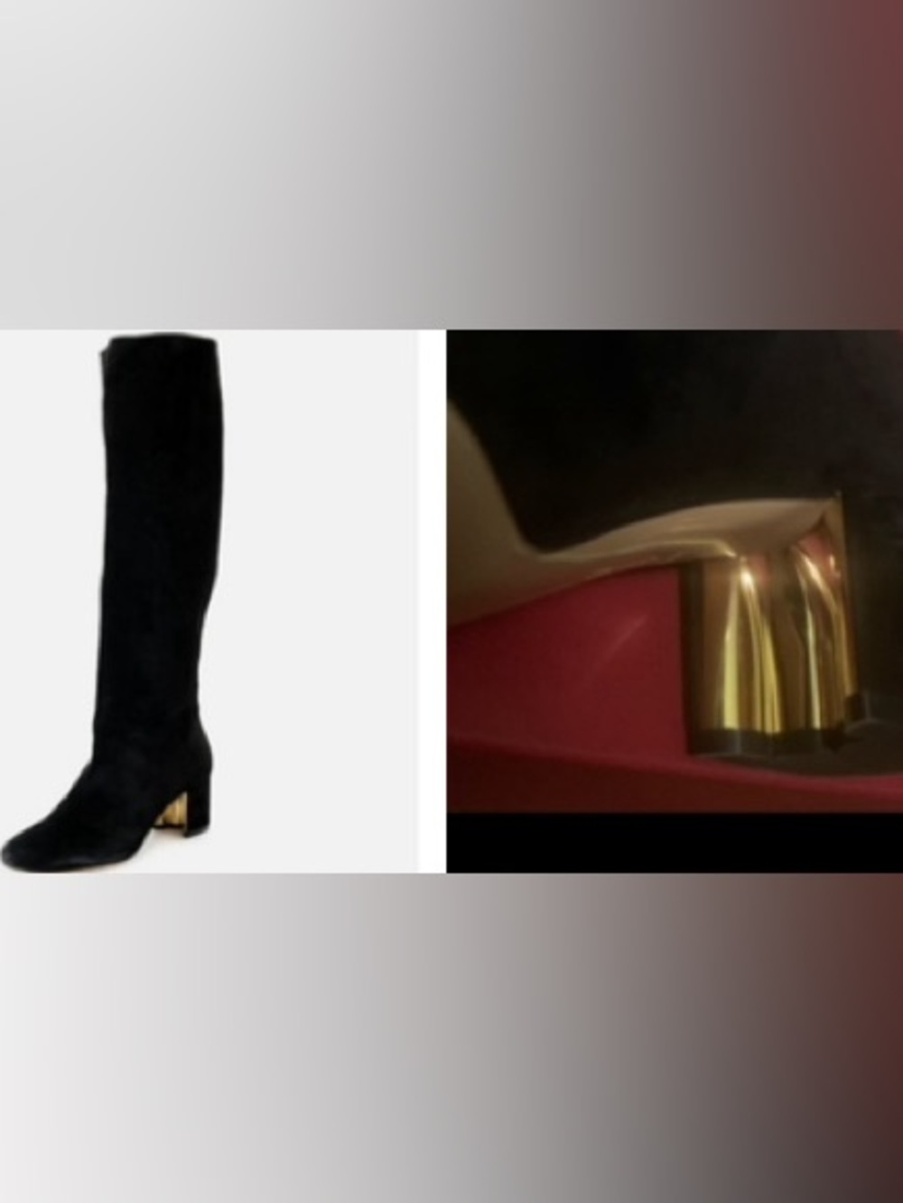 Salvatore Ferragamo "VETTO" Black Suede Gold Scalloped Heeled Boots